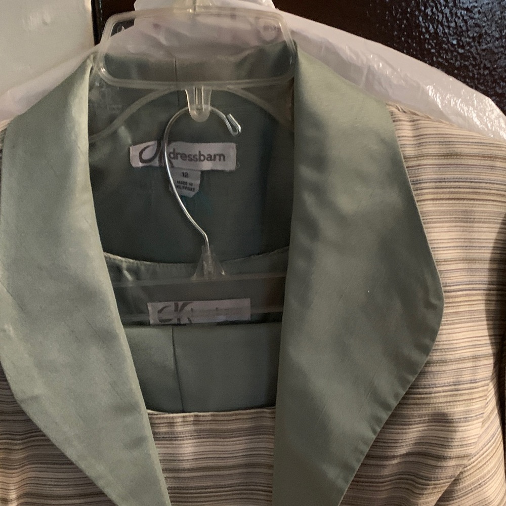 Dressbarn Beige and Light Green Striped Jacket